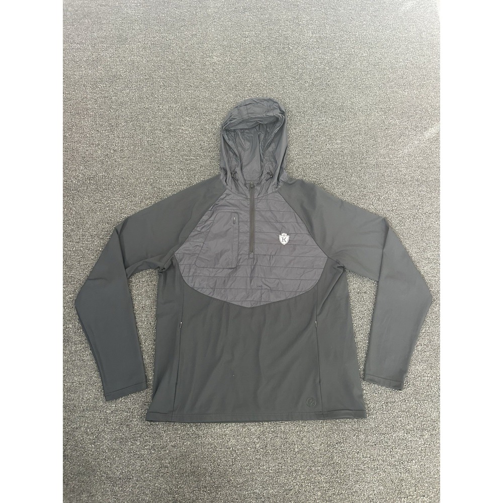 G/FORE Golf Tech Interlock 1/4 Zip Hoodie Black Mens Large Golf Puffer Stretch